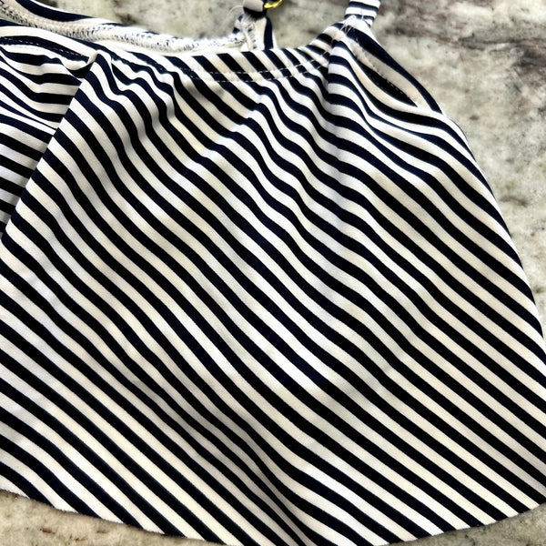 Xhiliration Striped Black + White Swim Top Size XS