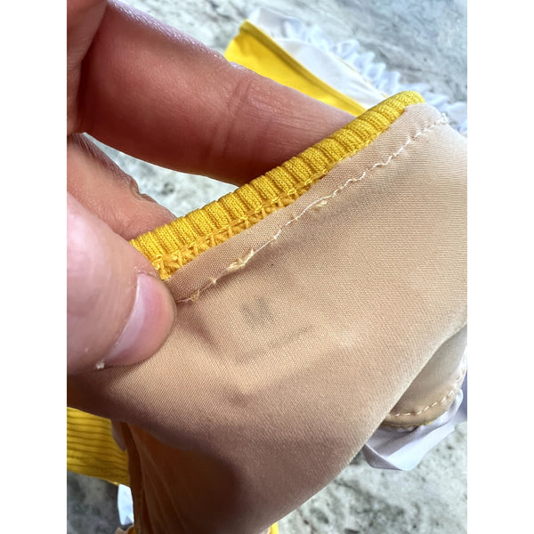 Yellow + White Ruffle Two Piece Cheeky Bikini Swimsuit Size Medium