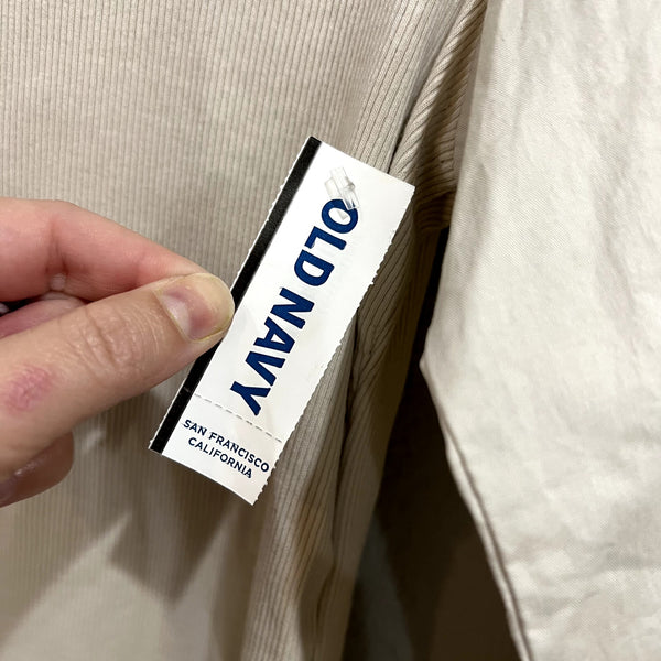 NWT Old Navy Beige Puff Sleeve Mixed Material Ribbed Long Sleeve Blouse XS