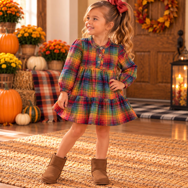 Ruffle Butts Colorful Plaid Tiered Mini Dress Size 18-24 Mo.