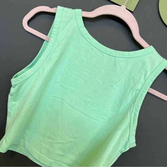 Light Green Crew Neck Cropped Tank Top Large