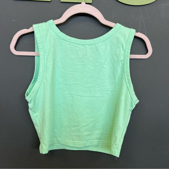 Light Green Crew Neck Cropped Tank Top Large
