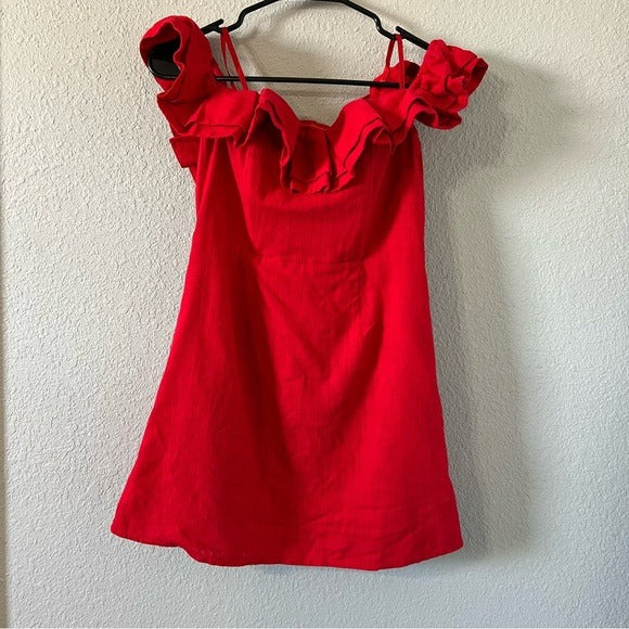 Selfie Leslie Red Ruffle Mini Dress Medium