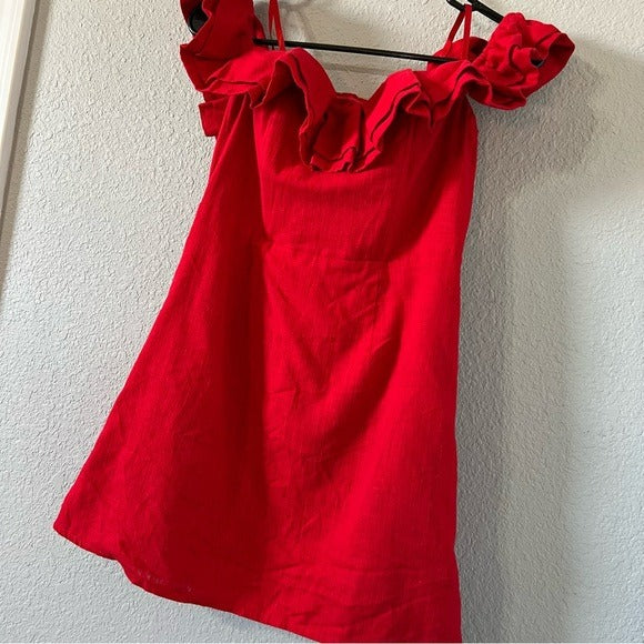 Selfie Leslie Red Ruffle Mini Dress Medium
