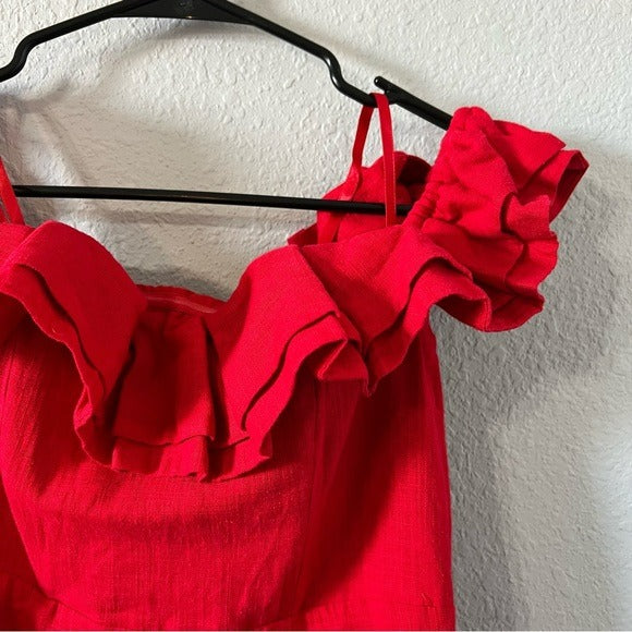 Selfie Leslie Red Ruffle Mini Dress Medium