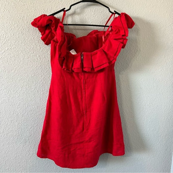 Selfie Leslie Red Ruffle Mini Dress Medium