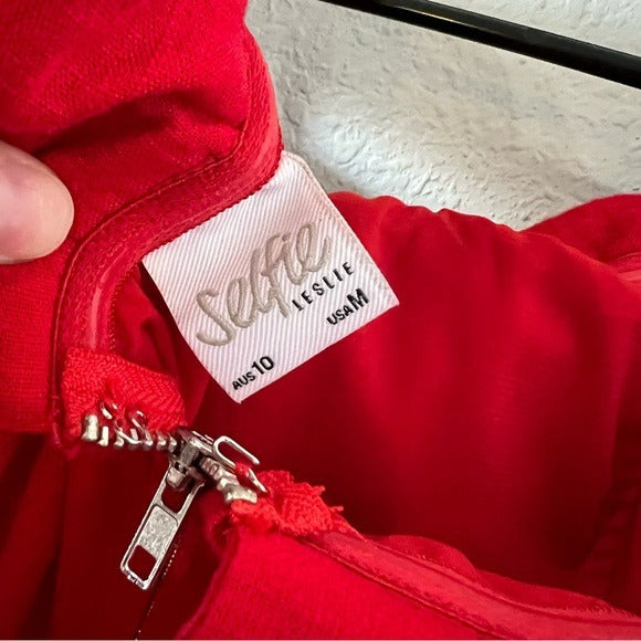 Selfie Leslie Red Ruffle Mini Dress Medium