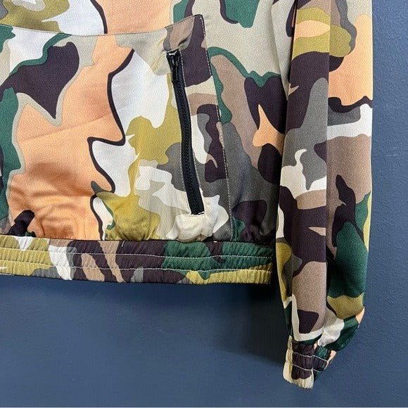 Jealous Tomato Old School Camo Retro Silk Quarter Zip Pullover Small