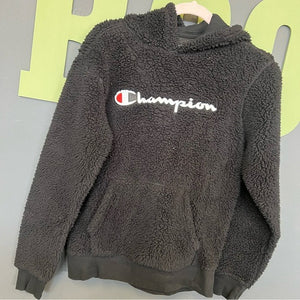 Champion Black Fuzzy Hoodie Youth Large