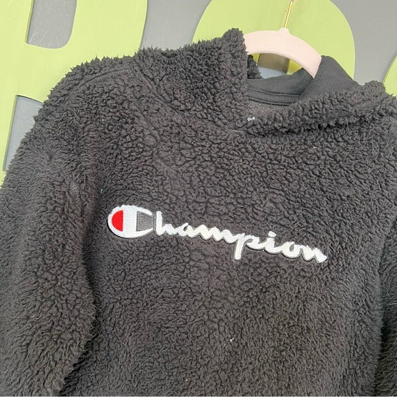 Champion Black Fuzzy Hoodie Youth Large