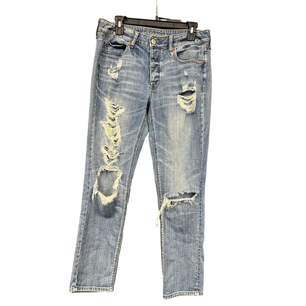 American Eagle Outfitters Distressed Light Wash Tomgirl Jeans Size 8