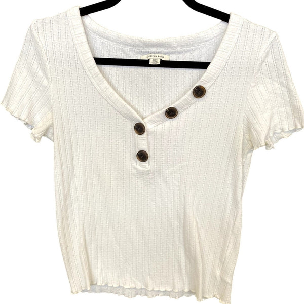 American Eagle White Knit Blouse Size Medium