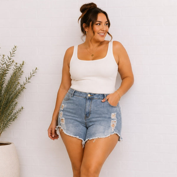 Women's Distressed Denim Shorts Size 4XL