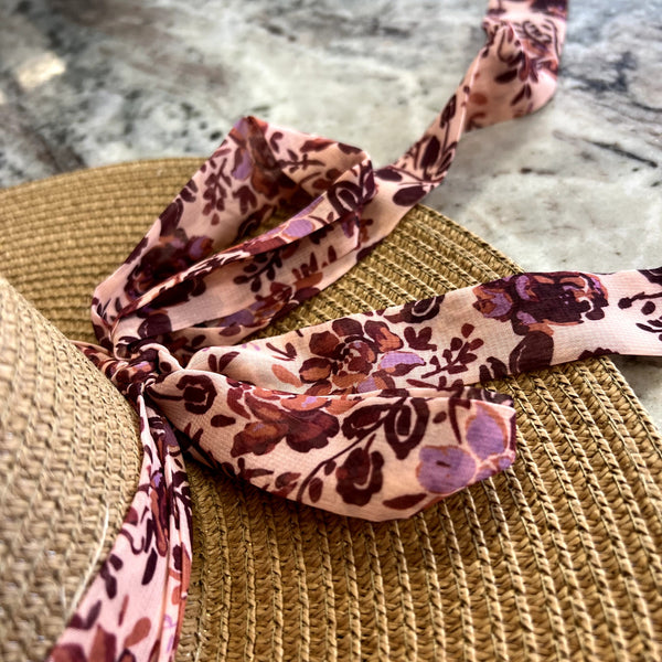 NWT Vince Camuto Straw Beach Hat with Scarf