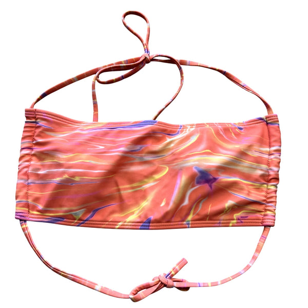 Pastel Metallic Tube Top Bikini Top Size Medium