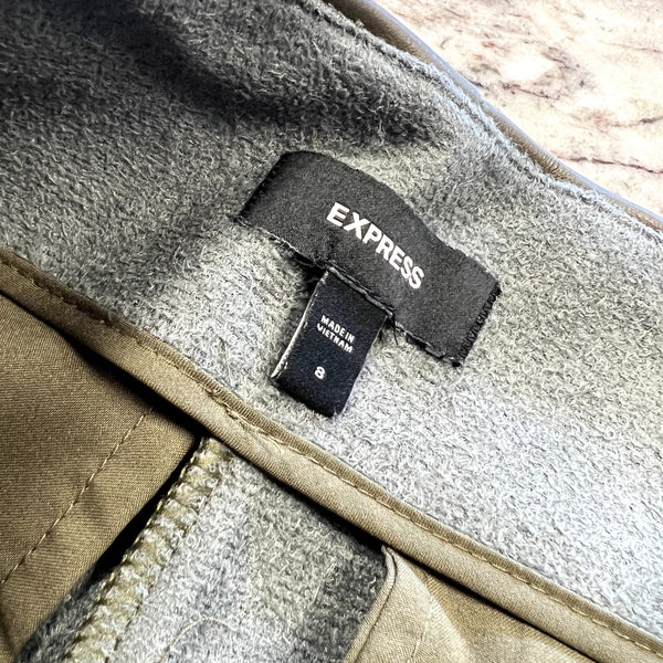 Express Olive Green Leather Shorts Size 8