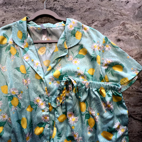 Flora Light Blue Lemon Pajama Set Size XL