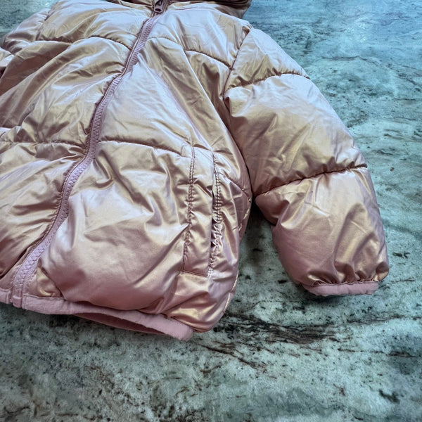 SwissTech Girls Metallic Pink Puffer Coat Size 3T