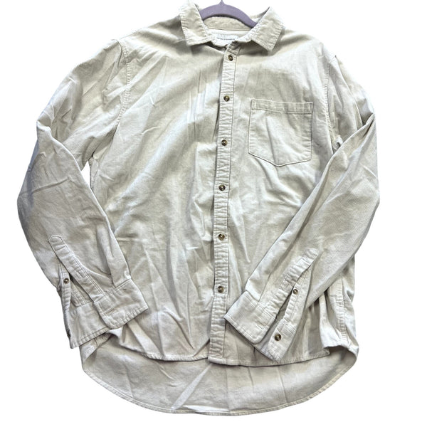 Cotton On Garments Men's Ivory Corduroy Button Down Top Medium