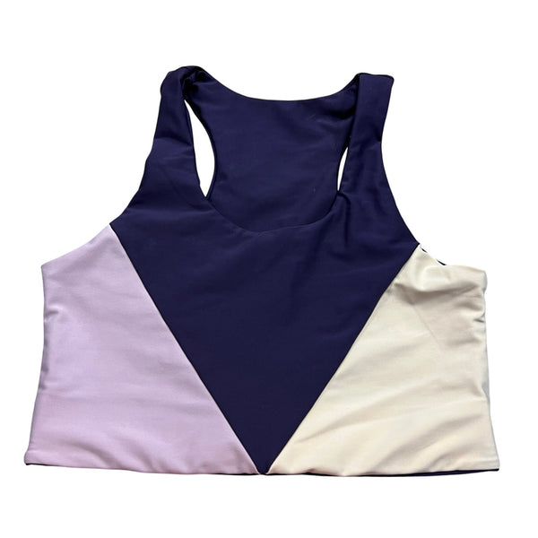 Purple Color Block Racerback Sports Bra Large