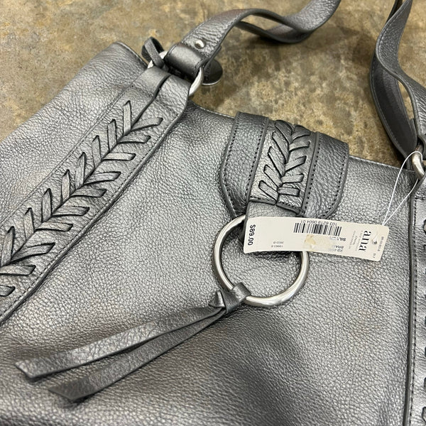NWT ANA Silver Faux Leather Braided Shoulder Bag with Tassel