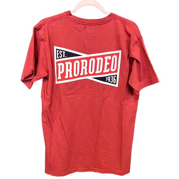 PRCA Men's Pro Rodeo Red Short Sleeve Graphic Tee Size Medium