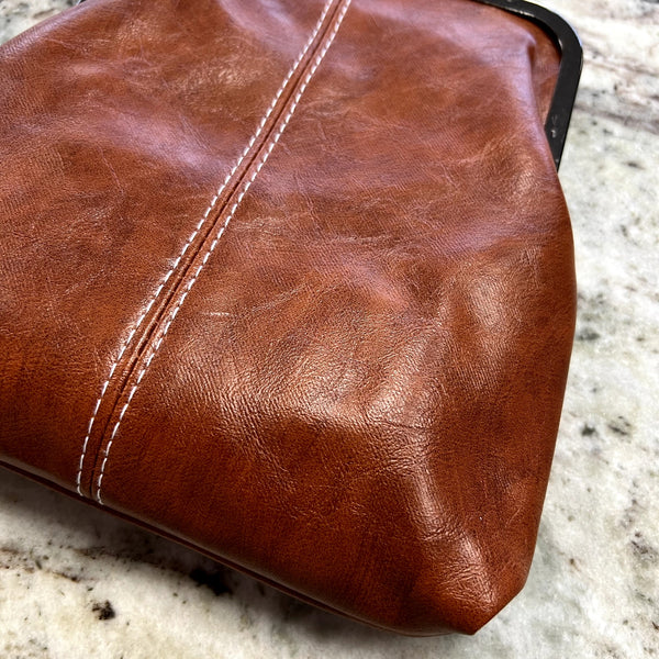Faux Chestnut Leather Coin Pouch Purse