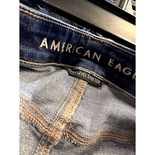 American Eagle Dark Distressed High Rise Jegging Crop Skinny Leg Size 12