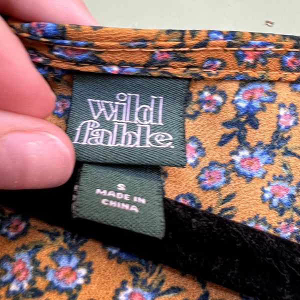 Wild Fable Mustard Floral Tiered Mini Dress Size Small