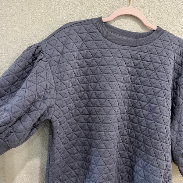 NWT A New Day Periwinkle Quilted Puff Sleeve Blouse Large