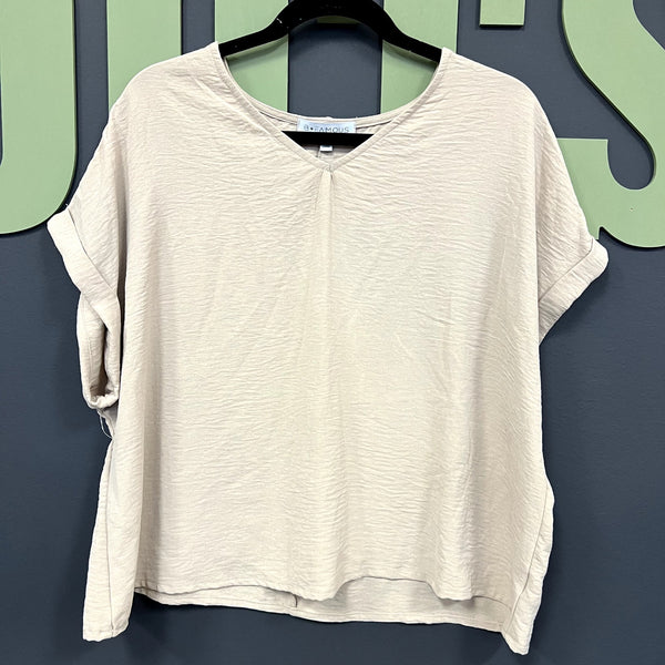 B Famous Women's Taupe V-Neck Blouse Size 1XL