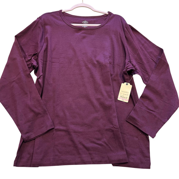 NWT St. John's Bay Plum Crew Neck Basic Long Sleeve Top Size 3XL