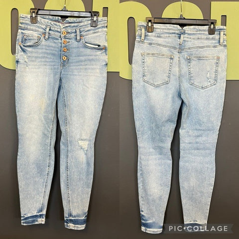 Edgely Mid Rise Super Skinny Light Wash Button Fly Jeans Size 10