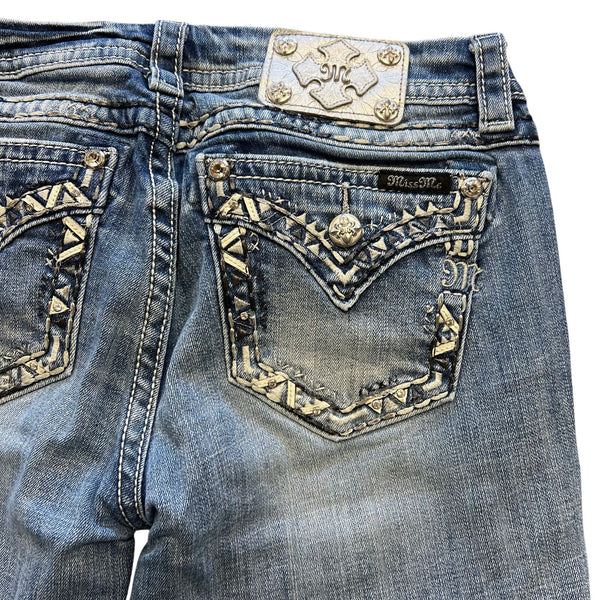 Miss Me Embellished Pocket Signature Straight Leg Jeans Size 30