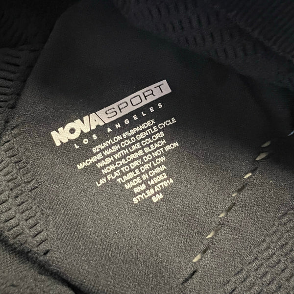 Nova Sport Black Fitted Leggings Long Sleeve Top Athletic Workout Set S/M
