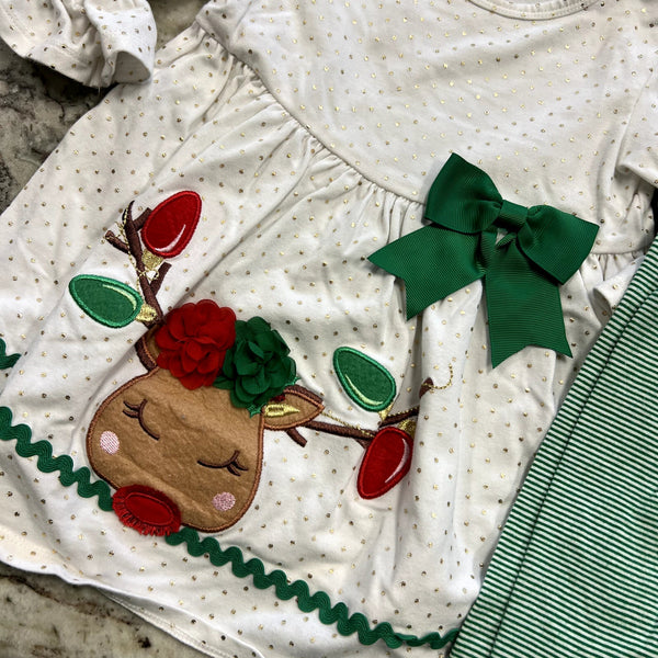 Bonnie Jean Girls Christmas Reindeer Two Piece Set 3T