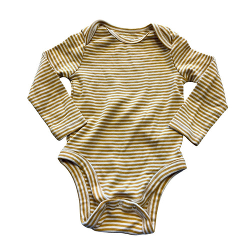 Old Navy Mustard Yellow + White Striped One Piece 12-18 MO.
