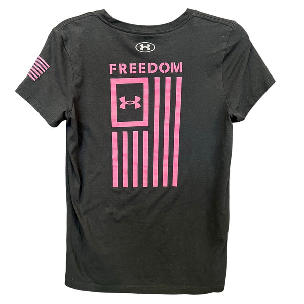 Under Armour Black + Pink Freedom Loose Fit Graphic Tee Medium
