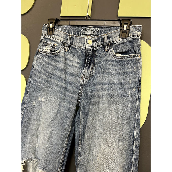 Arizona Jean Co Baggy Straight Leg Distressed Jeans Size 0