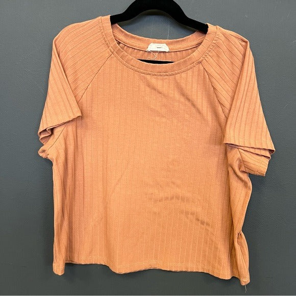 Hayden Girls Orange Ribbed Short Sleeve Top Size Large