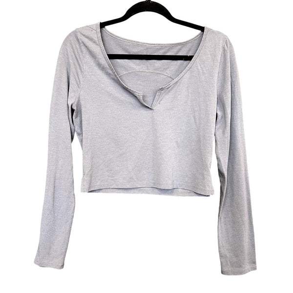Lululemon Gray Cropped Long Sleeve V-Neck Top Size 8