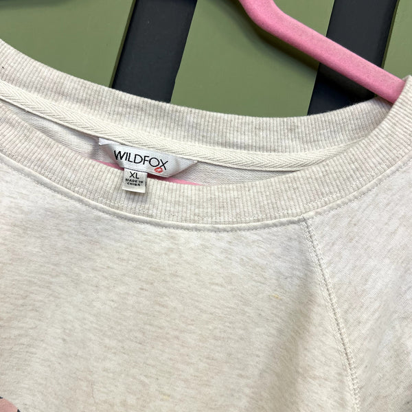 Wildfox Ivory Leopard Lip Oversized Sweatshirt XL