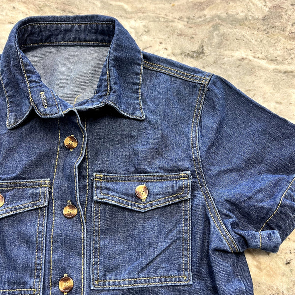 Women's Denim Button Down Top + Shorts Set Size Small