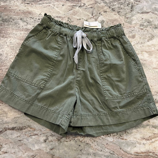 NWT Aerie Easy Woven Tie Waist Shorts Olive Green Small
