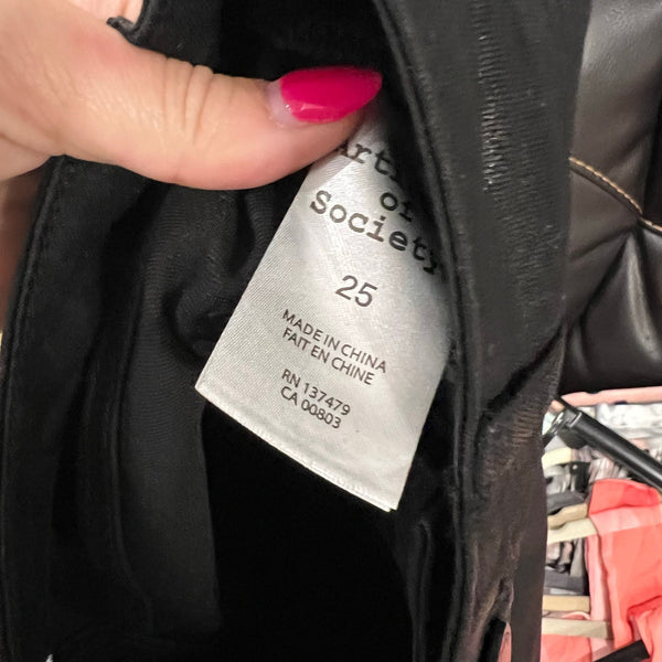 NWT Articles of Society High Rise Breakwater Coated Black Skinny Jeans Size 25