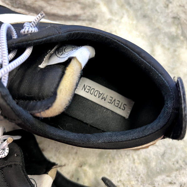 Steve Madden Denney Black + White Flatform Wedge Sneakers Size 9