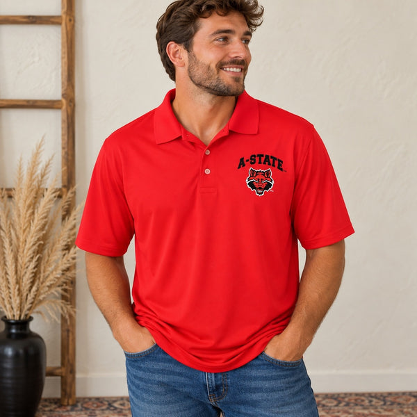 NWT Arkansas State Red Wolves Men's Red Logo Polo Shirt Size L