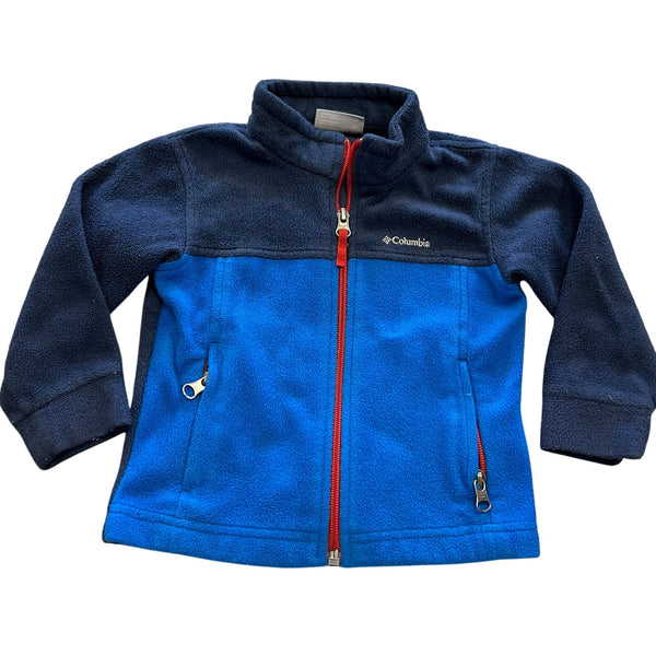 Columbia Boys Full Zip Blue + Red Fleece Jacket Size 2T