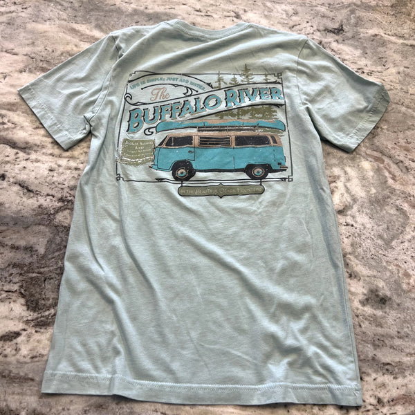 Arkie Apparel Buffalo River Volkswagon Light Blue Men's Graphic Tee Small