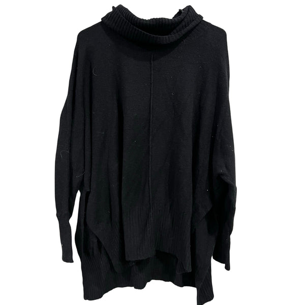 Ruby Moon Side Slit Thick Black Tunic Turtleneck Medium